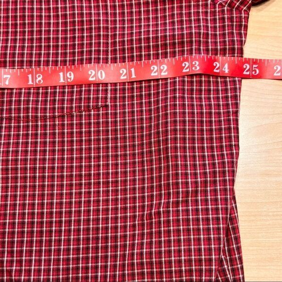Men's Short Sleeve check plaid red Shirt by Cherokee size L - Picture 7 of 8